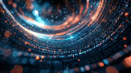 Poster - Luminous Digital Pathways Weaving Through Abstract Cosmic Landscape