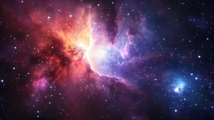 Poster - Captivating Cosmic Explosion   Majestic Glowing Nebula in Vibrant Interstellar Space