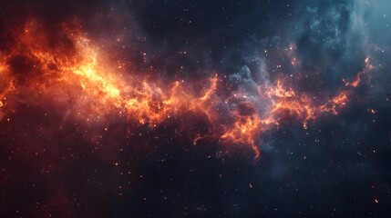 Aufkleber - Captivating cosmic explosion of a fiery celestial nebula in the dramatic depths of interstellar space showcasing the raw power and mesmerizing beauty of the universe