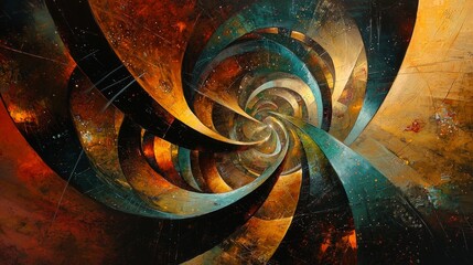Poster - Pioneering Abstract Art Depiction of Intertwining Shapes and Colors