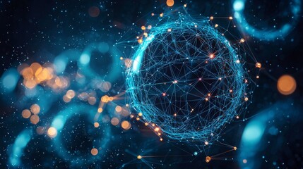 Poster - Pulsing Orbs Illustrating Heartbeat in Cybernetic and Abstract Environment