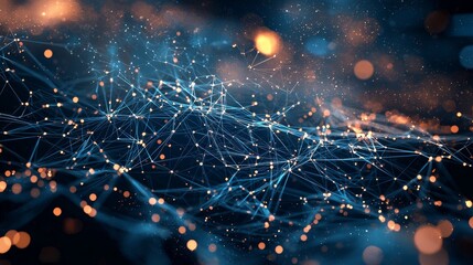 Poster - Serene Digital Connections in Cyberspace with Flowing Lights and Patterns