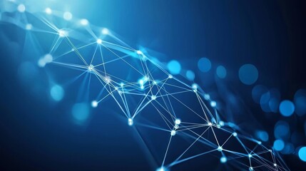 Poster - Serene Digital Background Featuring Interlinked Blue Connections and Light