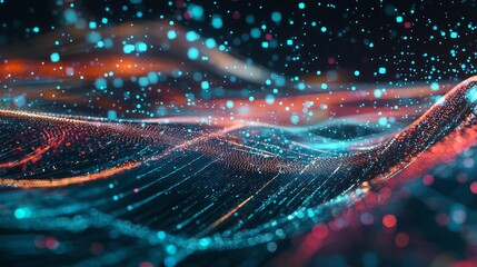 Poster - Sweeping Visuals of Digital Connectivity with Glowing Particles and Waves
