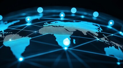 Poster - Tech Inspired Dreamscape With Global Interconnectedness Concept Illustration