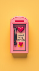 Poster - A pink heart-shaped phone booth with the text 