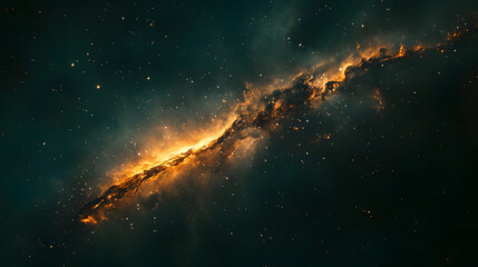 Aufkleber - Captivating image showcasing the mesmerizing cosmic explosion of a fiery nebula and glowing galaxy in the vast expanse of the unknown universe