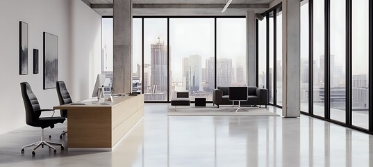 Poster - A sleek office setup with a focus on a clean desk