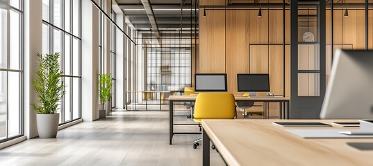 Poster - A sleek office setup with a focus on a clean desk
