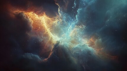 Aufkleber - Cosmic Explosion Majestic Celestial Spectacle in the Depths of the Universe  Fiery glowing nebula showcasing the dynamic and powerful forces shaping the cosmos