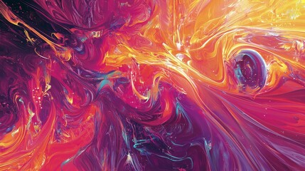 Poster - Vibrant Abstract Art Displaying Visceral Energy and Dynamic Movement