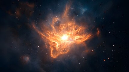 Poster - Cosmic Explosion in the Depths of the Universe Reveals Dazzling Celestial Spectacle of Fiery Plasma and Radiant Energy Bursting Forth Amidst the Cosmos