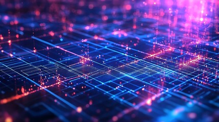 Poster - Vivid Digital Lines Representing Connections in a Futuristic Landscape