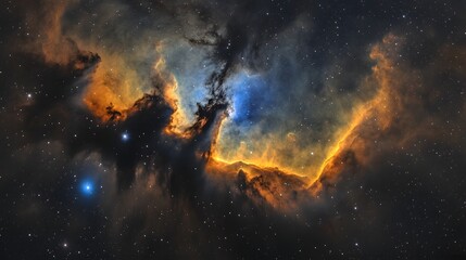 Poster - Dramatic and colorful image of a fiery cosmic explosion illuminating a vibrant swirling nebula in a distant galaxy  The image showcases the dynamic and mysterious nature of the universe