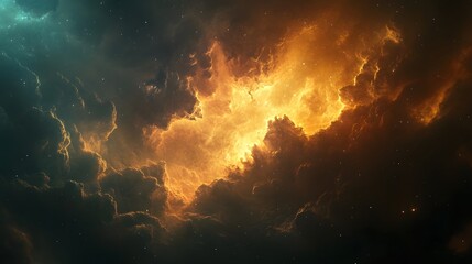 Aufkleber - Dramatic and Fiery Apocalyptic Storm Clouds with Intense Swirling Flames and Burning Energy in the Turbulent Moody Sky  Powerful