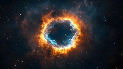 Aufkleber - Dramatic celestial explosion of a cosmic nebula with bursts of fiery energy and swirling clouds of interstellar gas in the infinite depths of the universe