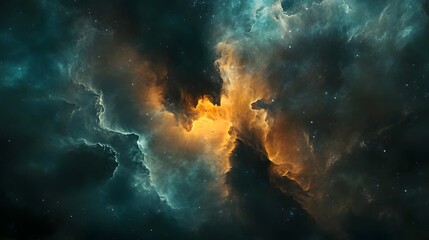 Aufkleber - Dramatic Celestial Storm   Cosmic Explosion of Swirling Fiery Gases and Glowing Galactic Energies  Abstract apocalyptic and powerful image of a turbulent