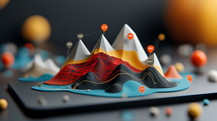 Poster - Dynamic earthquake impact visualization geological analysis topographic map digital environment aerial viewpoint scientific concept for enhanced understanding