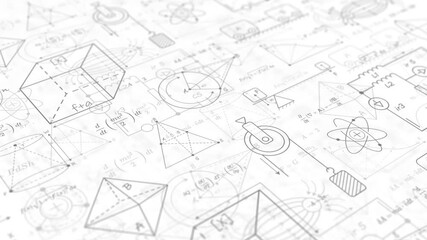Wall Mural - school background in physics and mathematics .formulas and drawings. scientific research.