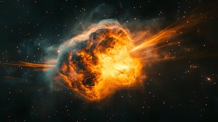 Poster - Dramatic cosmic explosion with fiery energy and radiant light bursting through the boundless universe showcasing the raw power and chaos of celestial phenomena
