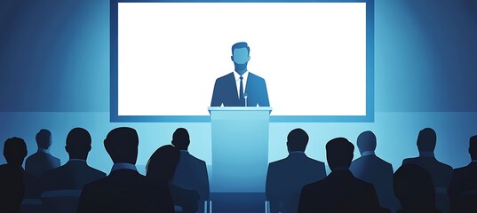 Poster - A sophisticated business meeting with a large presentation screen