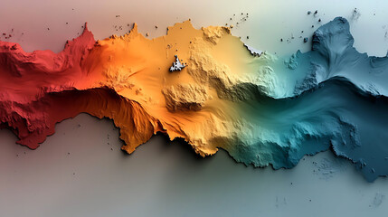 Poster - Dynamic visualization of rainfall patterns across the landscape digital art abstract environment aerial view fluid colorful mapping