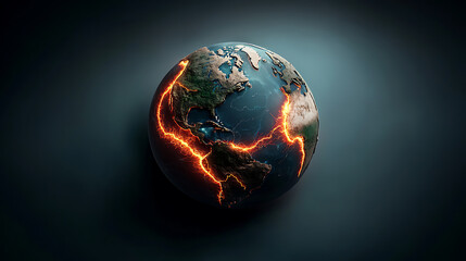 Poster - Futuristic heatmap visualizing global natural disaster risk digital environment abstract perspective climate change awareness