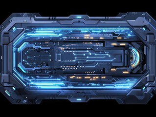 Poster - futuristic tech panel, glowing circuits, dark background, sci-fi interface