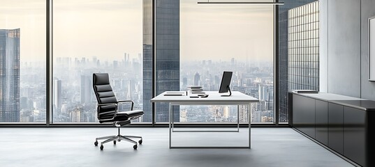 Poster - A sophisticated office setup with a clear wall