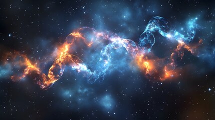 Aufkleber - Mesmerizing cosmic explosion in a vibrant swirling nebula shimmering through the vast mysterious expanse of interstellar space