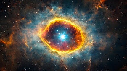 Aufkleber - Mesmerizing Cosmic Explosion in the Heart of the Galaxy   Vibrant Stellar Inferno Erupting in the Depths of the Universe