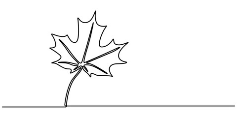 Poster - Maple Leaf, Canada Day Continuous Line Drawing with Editable Stroke, Autumn leaf continuous one, A single line drawing of an maple leaf. Continuous line thanksgiving icon in color. One line icon. 