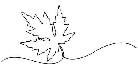Poster - Maple Leaf, Canada Day Continuous Line Drawing with Editable Stroke, Autumn leaf continuous one, A single line drawing of an maple leaf. Continuous line thanksgiving icon in color. One line icon. 