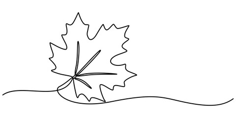Poster - Maple Leaf, Canada Day Continuous Line Drawing with Editable Stroke, Autumn leaf continuous one, A single line drawing of an maple leaf. Continuous line thanksgiving icon in color. One line icon. 