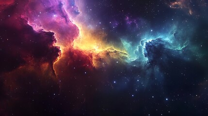 Aufkleber - Mesmerizing Galactic Nebula   Vibrant Cosmic Explosion in Deep Space  Stunning abstract space background with colorful star cluster and glowing energy formations