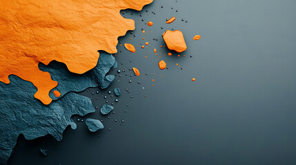 Poster - Rainfall data map visualization abstract art cool and warm tones digital design top view unique concept for data representation