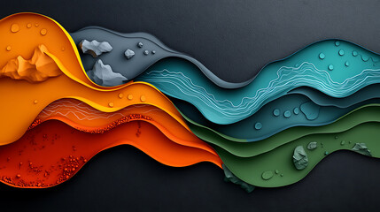 Poster - Vibrant rainfall heatmap visualization digital art environment topography details abstract concept colorful textures artistic perspective
