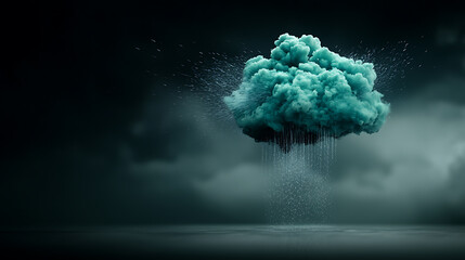 Poster - Rainfall visualization concept overlaid with precipitation data atmospheric environment digital art dramatic viewpoint mood of nature