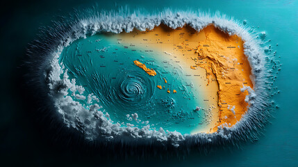 Poster - Weather patterns analysis ocean region visual data representation interactive environment aerial view atmospheric changes in rainfall distribution