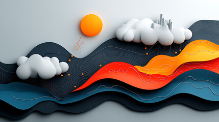 Poster - Artistic rainfall data visualization abstract landscape digital art modern design colorful patterns creative environment midjourney concept