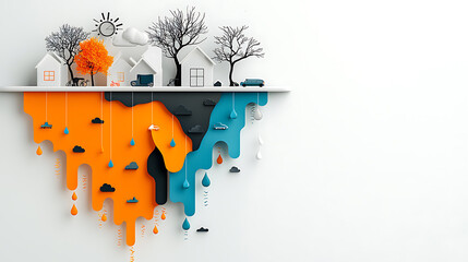 Poster - Disaster frequency infographic showcasing cascading effects on communities urban environments creative design informative visualization