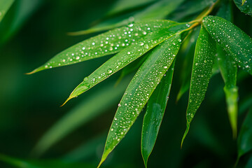 Wall Mural - water drops on a leaf
