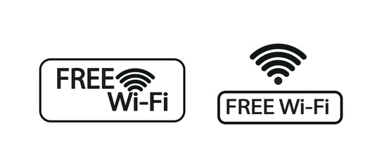 Poster - Free wifi icon set, free wifi sticker. Free internet connection symbol, Benefits Of Providing Free Wifi sign for cafe, shopping mall, restaurant. png and vector illustration on transparent background.