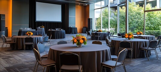Poster - A corporate networking event with clear space for text