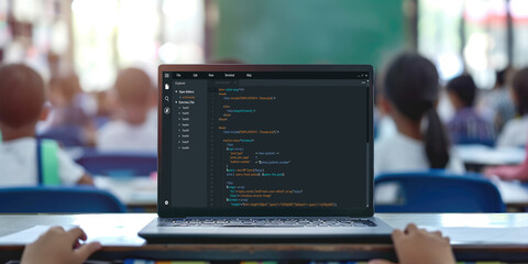 Software development programming on computer screen for brisk application and program coding