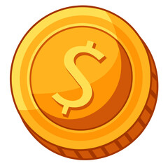 Poster - A golden coin features intricate designs with a dollar sign prominently displayed against a clean white background, emphasizing its monetary value and craftsmanship