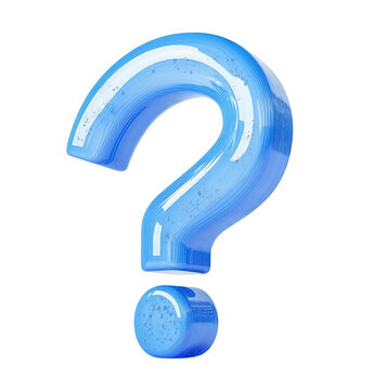 Bright blue 3d question mark isolated on transparent background. high resolution PNG file