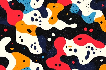 Poster - Abstract colorful shapes pattern with dark background.