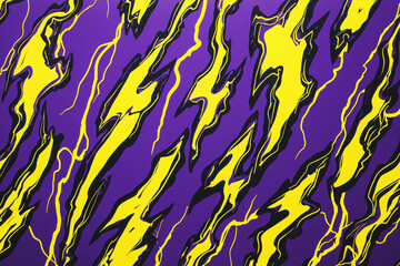 Poster - Vivid abstract lightning bolts pattern in yellow and black on a vibrant purple backdrop energizes modern design