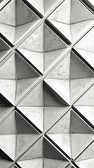 Aufkleber - Close up of a white background concrete geometric wall displaying a repetitive triangle relief pattern that creates a striking diamond effect.  video vertical